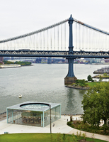 Jean Nouvel designed a seventy two foot square year round enclosure to house Jane Walentas's carousel in the Brooklyn Bridge Park.